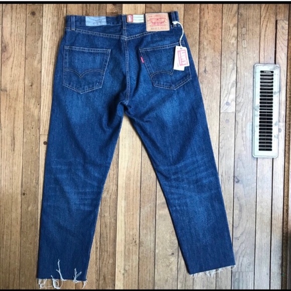 NWT Levi’s Levi Strauss Authorized Vintage 505 Cropped Raw Hem Blue Jeans Sz 30 - Picture 5 of 8